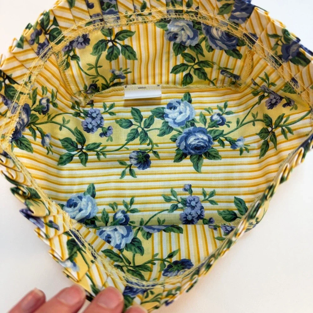 Longaberger Basket Rose‎ Trellis Fabric Liner Berry Yellow Blue Floral
